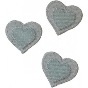 Iron-On Patch - Light Blue Hearts
